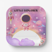 Little Explorer Paarse Baby shower Papieren Bordje (Voorkant)