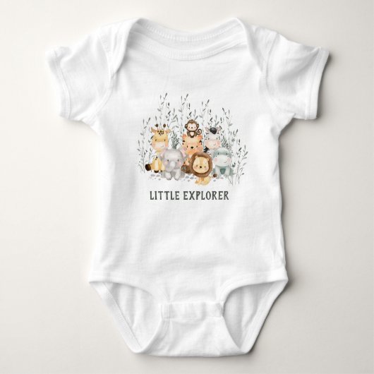 Little Explorer Safari Dieren Baby shower Romper (Voorkant)