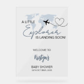 Little Explorer Wereldkaart Baby shower Welkom Acryl Bord (Voorkant)