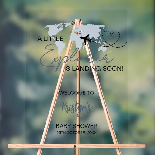 Little Explorer Wereldkaart Baby shower Welkom Acryl Bord (Neutraal)