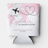 Little Explorer Wereldkaart Roze Baby shower Blikjeskoeler (Voorkant)