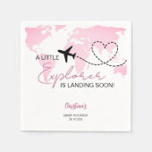 Little Explorer Wereldkaart Roze Baby shower Servet (Voorkant)