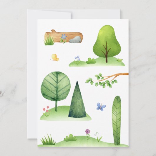 Little Explorer Woodland Forest Hiking Baby Shower Kaart (Achterkant)