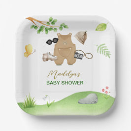 Little Explorer Woodland Forest Hiking Baby Shower Papieren Bordje