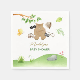 Little Explorer Woodland Forest Hiking Baby Shower Servet
