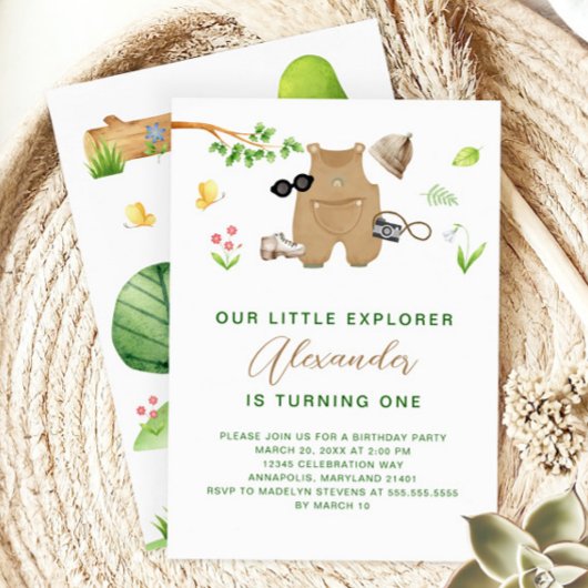 Little Explorer Woodland Forest Hiking Birthday Kaart
