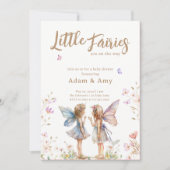 Little Fairies Twin Meisje Baby shower Invitation Kaart (Voorkant)