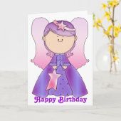 Little Fairy Angel Happy Birthday Kaart 4b (Gele Bloem)