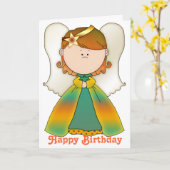 Little Fairy Angel Happy Birthday Kaart 5b (Gele Bloem)