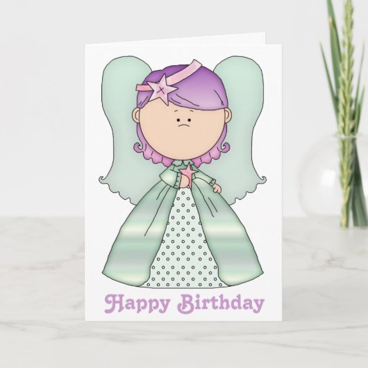 Little Fairy Angel Happy Birthday Kaart 6b (Voorkant)