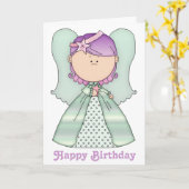 Little Fairy Angel Happy Birthday Kaart 6b (Gele Bloem)