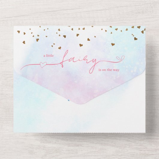 Little Fairy Baby Meisje Douche All In One Uitnodiging (Achterkant)