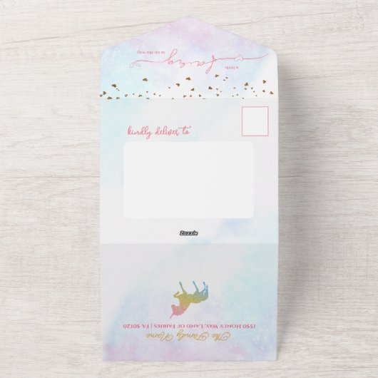 Little Fairy Baby Meisje Douche All In One Uitnodiging (Buitenkant)