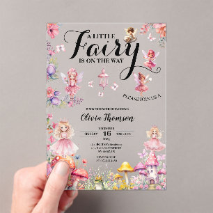 Little Fairy Baby shower Blush Rozen Floral Pink Acryl Uitnodigingen