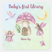 Little Fairy Baby's first library Vierkante Sticker (Voorkant)