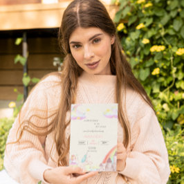 Little Fairy Beige roze waterverf baby shower Kaart