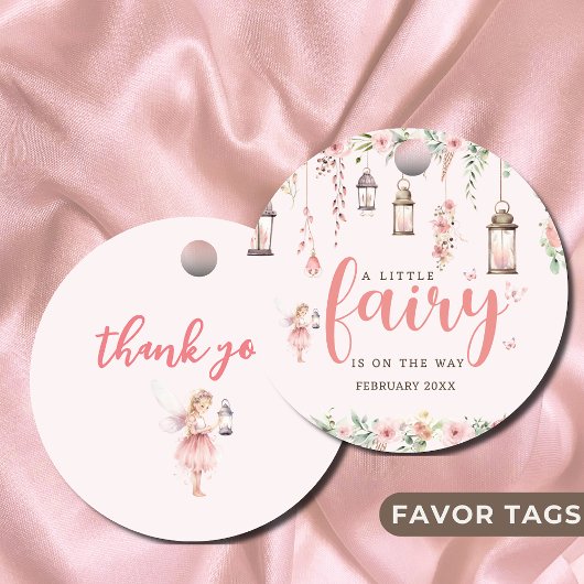 Little Fairy betoverde roze Baby shower Bedankjes Labels