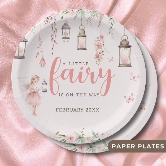 Little Fairy betoverde roze Baby shower Papieren Bordje