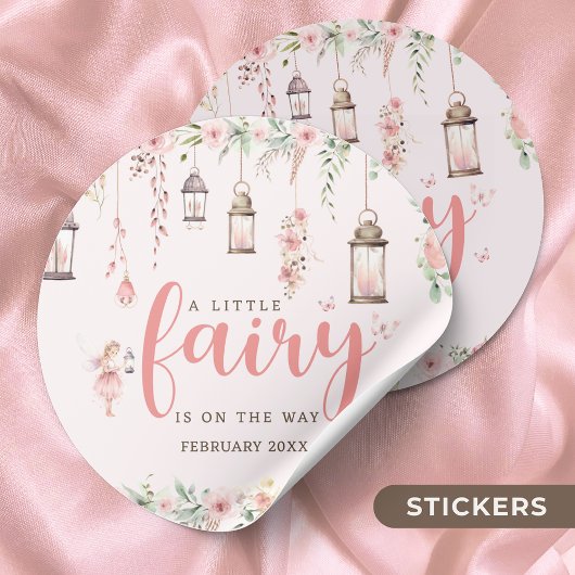Little Fairy betoverde roze Baby shower Ronde Sticker