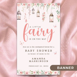 Little Fairy betoverde roze Baby shower Spandoek