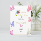 Little Fairy Butterfly baby shower invatation RSVP Kaartje (Staand voorkant)