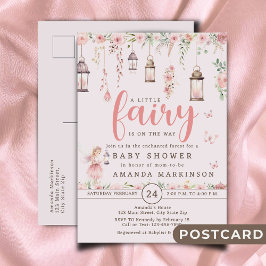 Little Fairy Enchanted Roze Baby shower Uitnodigin Briefkaart