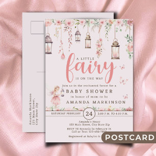 Little Fairy Enchanted Roze Baby shower Uitnodigin Briefkaart