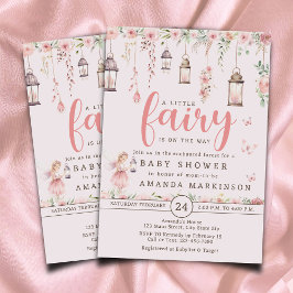 Little Fairy Enchanted Roze Baby shower Uitnodigin Kaart