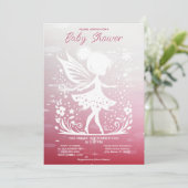 Little Fairy Floral Baby shower Invitation Kaart (Staand voorkant)