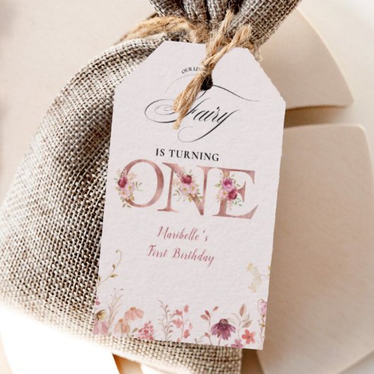 Little Fairy Floral Garden First Birthday Cadeaulabel