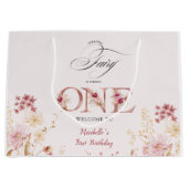 Little Fairy Floral Garden First Birthday  Groot Cadeauzakje (Voorkant)