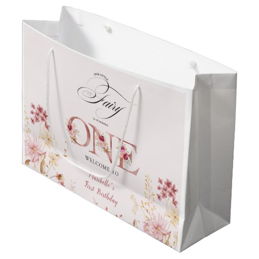 Little Fairy Floral Garden First Birthday  Groot Cadeauzakje (Voorkant Gekanteld)