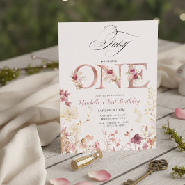 Little Fairy Floral Garden First Birthday Kaart