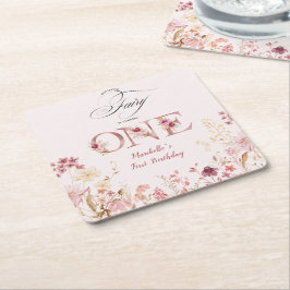 Little Fairy Floral Garden First Birthday Kartonnen Onderzetters