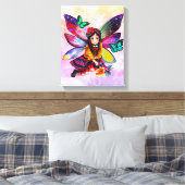 Little Fairy Holding Flowers Canvas Print (Insitu (Slaapkamer))