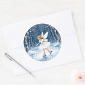 Little Fairy Ice Skating Christmas Ronde Sticker (Envelop)
