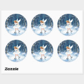 Little Fairy Ice Skating Christmas Ronde Sticker (Vel)