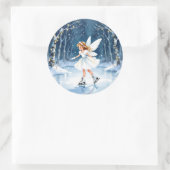 Little Fairy Ice Skating Christmas Ronde Sticker (Tas)
