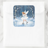Little Fairy Ice Skating Christmas Vierkante Sticker (Tas)