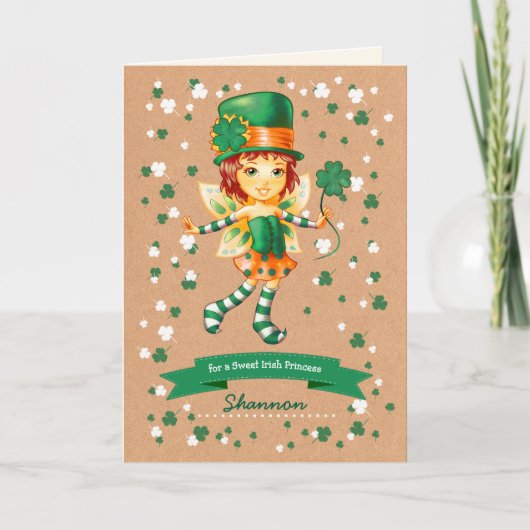 Little Fairy Irish Girl Custom St. Patrick's Day Kaart (Voorkant)