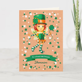 Little Fairy Irish Girl Custom St. Patrick's Day Kaart