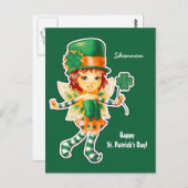 Little Fairy Irish Girl St. Patrick's Day Custom Briefkaart (Voorkant / Achterkant)