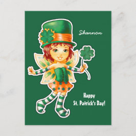 Little Fairy Irish Girl St. Patrick's Day Custom Briefkaart