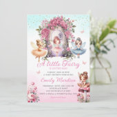 Little Fairy meisje Baby shower Boho roze bloem Kaart (Staand voorkant)