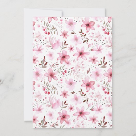 Little Fairy meisje Baby shower Boho roze bloem Kaart (Achterkant)