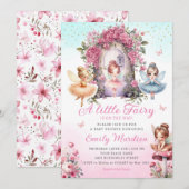 Little Fairy meisje Baby shower Boho roze bloem Kaart (Voorkant / Achterkant)