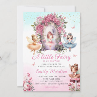 Little Fairy meisje Baby shower Boho roze bloem Kaart