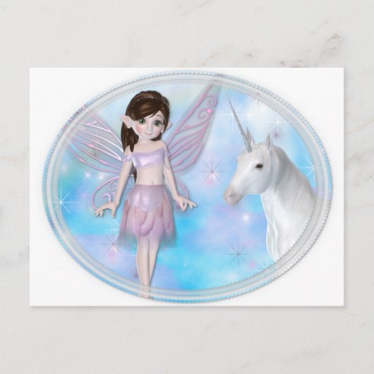 Little Fairy met Unicorn-Design Briefkaart (Voorkant)