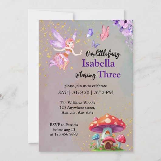Little Fairy Mushroom House Butterflies Any Age Kaart (Voorkant)