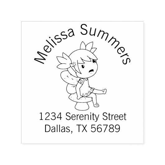Little Fairy op een Toadstool Arch Address Zelfinktende Stempel (Design)